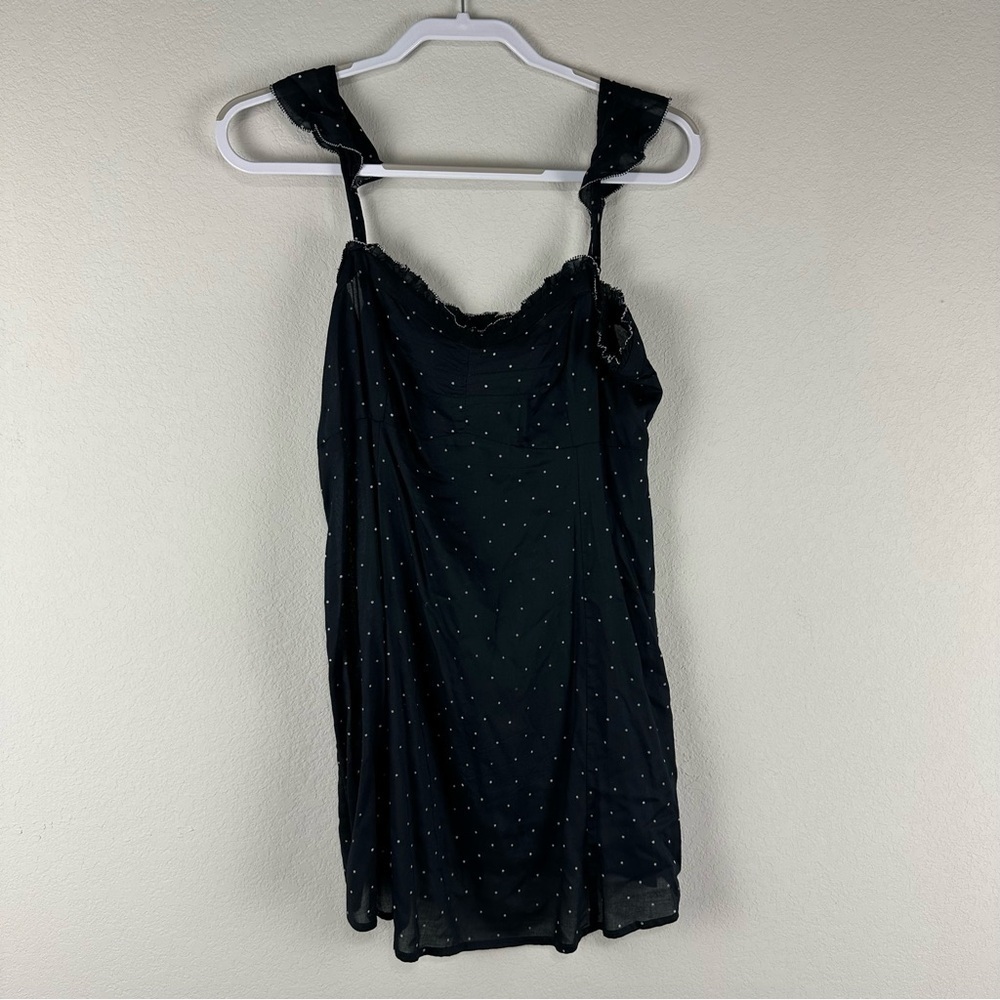 Intimately Free People Black White Dot Ruffle Mini Slip Dress Size Medium